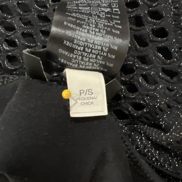 Vintage Y2k Bebe Mini Bodycon Dress Petite P/S Black Sexy Lace Stretch Metallic - Picture 11 of 12